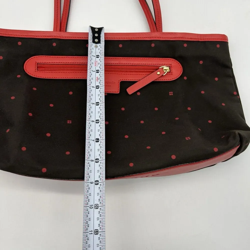 Kate Spade NY BROWN CANVAS PINK LEATHER TRIM TOTE SHOULDER BAG HANDBAG PURSE